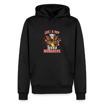 Juste un garçon qui aime le papillon monarque - Sweat à capuche Premium bio Homme - noir - Devant - Nico (187cm)