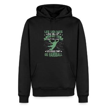 Les Dieux Font Du Handball - Sweat à capuche Premium bio Homme - noir - Devant - Nico (187cm)