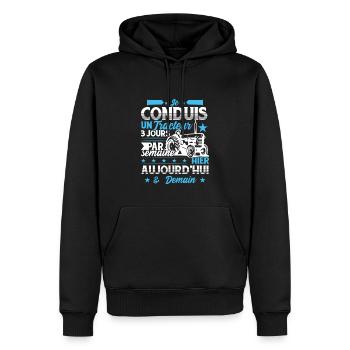 Je Conduis Un Tracteur - Sweat à capuche Premium bio Homme - noir - Devant - Nico (187cm)
