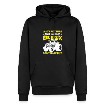Paysan Tracteur Cadeau - Sweat à capuche Premium bio Homme - noir - Devant - Nico (187cm)