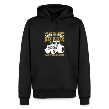 Les Tracteurs Me Rendent Heureux - Sweat à capuche Premium bio Homme - noir - Devant - Nico (187cm)