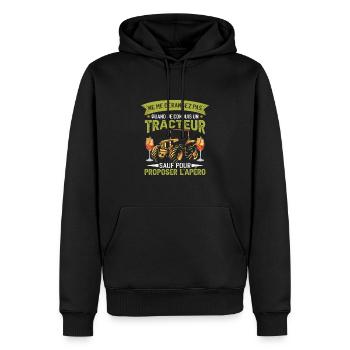 Je Conduis Un Tracteur Sauf Pour Proposer L'Apéro - Sweat à capuche Premium bio Homme - noir - Devant - Nico (187cm)