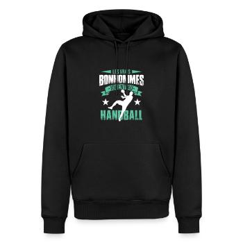 Les Vrais Bonhommes Jouent Au Handball - Sweat à capuche Premium bio Homme - noir - Devant - Nico (187cm)