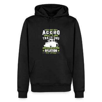 Conducteur Tracteur Humour - Sweat à capuche Premium bio Homme - noir - Devant - Nico (187cm)
