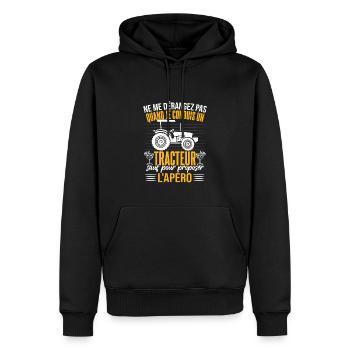 Drôle Apéro Tracteur - Sweat à capuche Premium bio Homme - noir - Devant - Nico (187cm)