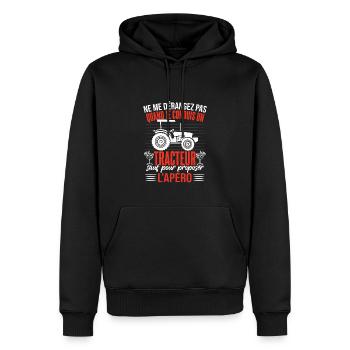 Hommes Tracteur Paysan Fermier Apéro - Sweat à capuche Premium bio Homme - noir - Devant - Nico (187cm)