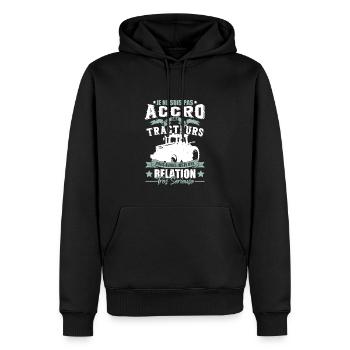 Dicton drôle de tracteur - Sweat à capuche Premium bio Homme - noir - Devant - Nico (187cm)