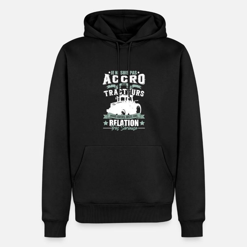 Dicton drôle de tracteur - Sweat à capuche Premium bio Homme - noir