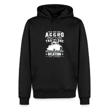 Drôle Paysan Fermier Tracteur - Sweat à capuche Premium bio Homme - noir - Devant - Nico (187cm)