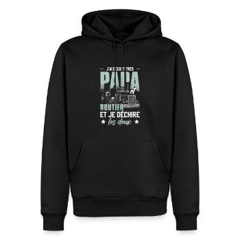 J'Ai Deux Titres Papa Et Routier - Sweat à capuche Premium bio Homme - noir - Devant - Nico (187cm)