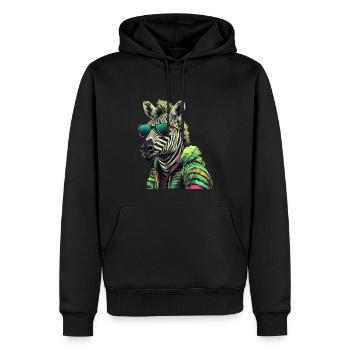 Zebra mit Sonnenbrille Bunt Coole Zebras Afrika - Männer Premium Bio Hoodie - Schwarz - Vorne - Nico (187cm)