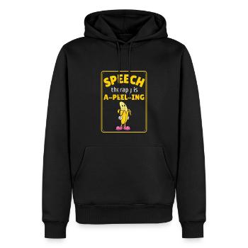 Speech Therapy Banana - Men’s Premium Organic Hoodie - black - Front - Nico (187cm)