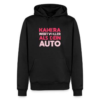 Kamera Wertvoller Als Dein Auto - Männer Premium Bio Hoodie - Schwarz - Vorne - Nico (187cm)