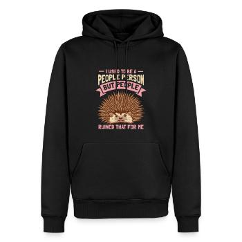 Hérisson J’étais une personne sociable - Sweat à capuche Premium bio Homme - noir - Devant - Nico (187cm)