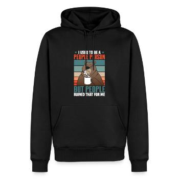 Früher war ich ein geselliger Mensch Bär Kaffee - Männer Premium Bio Hoodie - Schwarz - Vorne - Nico (187cm)