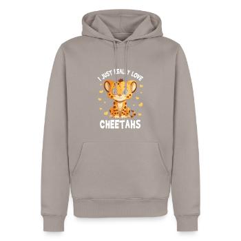 Ich liebe Geparden einfach - Männer Premium Bio Hoodie - Taupe - Vorne - Nico (187cm)
