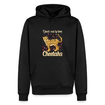 Ich liebe Geparden einfach - Männer Premium Bio Hoodie - Schwarz - Vorne - Nico (187cm)