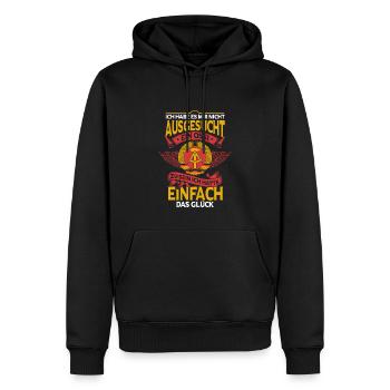 DDR Sprüche Heimat Ostdeutschland - Männer Premium Bio Hoodie - Schwarz - Vorne - Nico (187cm)