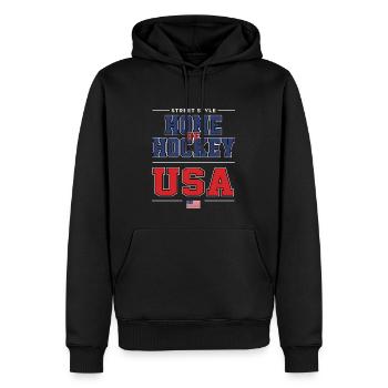 La maison du hockey - Sweat à capuche Premium bio Homme - noir - Devant - Nico (187cm)