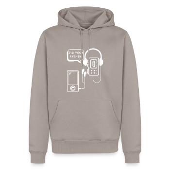 I Am Your Father | Walkman, mp3, music - Men’s Premium Organic Hoodie - taupe - Front - Nico (187cm)