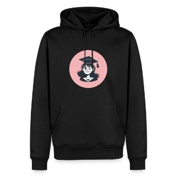 Graduation Girl – Stolze Absolventin in Pink - Männer Premium Bio Hoodie - Schwarz - Vorne - Nico (187cm)