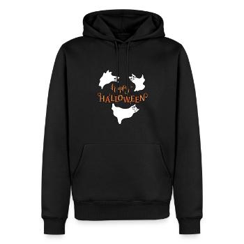 happy halloween ghost kitten - Männer Premium Bio Hoodie - Schwarz - Vorne - Nico (187cm)