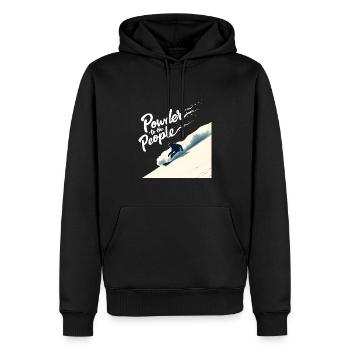 Powder to the People – Snowboard & Powder - Männer Premium Bio Hoodie - Schwarz - Vorne - Nico (187cm)
