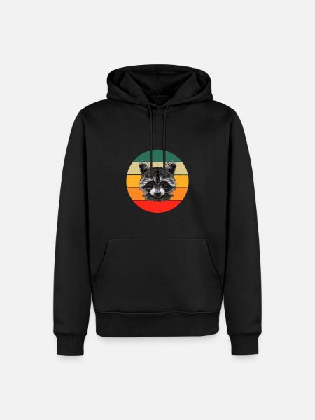 Retro Trash Panda Waschbär - Männer Premium Bio Hoodie - Schwarz
