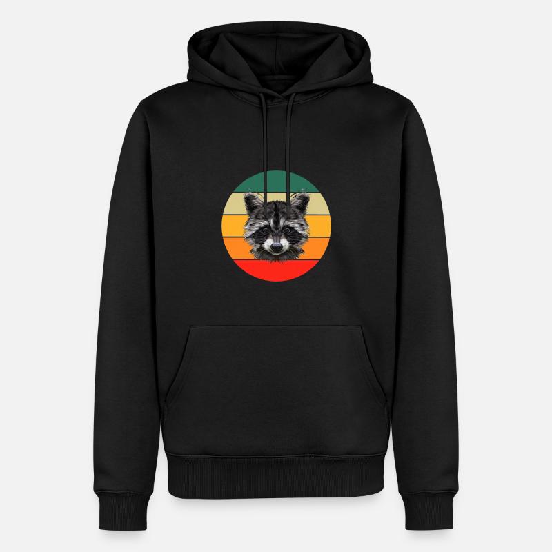 Retro Trash Panda Waschbär - Männer Premium Bio Hoodie - Schwarz