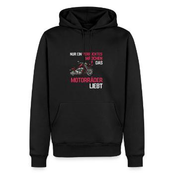 Motorradfahrer Mädchen Bikerin Geschenk Motorrad - Männer Premium Bio Hoodie - Schwarz - Vorne - Nico (187cm)