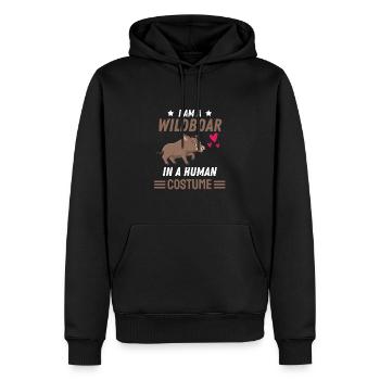 Costume de sanglier Cadeau Forêt Animal Sanglier - Sweat à capuche Premium bio Homme - noir - Devant - Nico (187cm)
