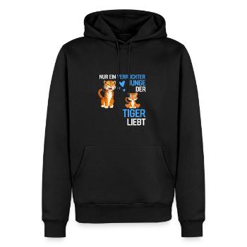 Nur ein verrückter Junge Raubtier Geschenk Tiger - Männer Premium Bio Hoodie - Schwarz - Vorne - Nico (187cm)