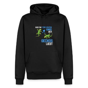 Eidechsen Jungen Exotisches Tier Geschenk Gecko - Männer Premium Bio Hoodie - Schwarz - Vorne - Nico (187cm)
