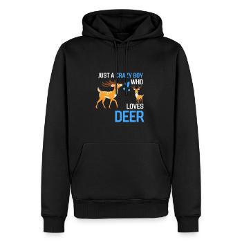Nur ein verrückter Junge Wald Tier Geschenk Hirsch - Männer Premium Bio Hoodie - Schwarz - Vorne - Nico (187cm)