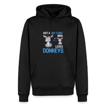 Nur ein verrückter Junge Bauer Tier Geschenk Esel - Männer Premium Bio Hoodie - Schwarz - Vorne - Nico (187cm)
