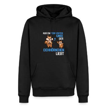Junge Wald Tier Jungen Geschenk Eichhörnchen - Männer Premium Bio Hoodie - Schwarz - Vorne - Nico (187cm)