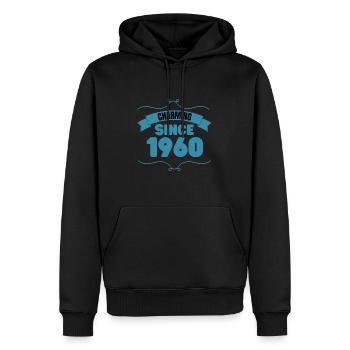 63e anniversaire Cadeau de fête Charmant depuis 1960 - Sweat à capuche Premium bio Homme - noir - Devant - Nico (187cm)