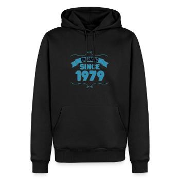 Cadeau de fête du 44e anniversaire Charmant depuis 1979 - Sweat à capuche Premium bio Homme - noir - Devant - Nico (187cm)