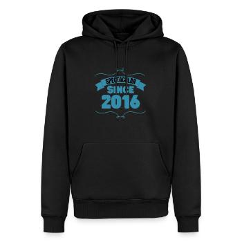 Cadeau 7ème anniversaire Spectaculaire depuis 2016 - Sweat à capuche Premium bio Homme - noir - Devant - Nico (187cm)