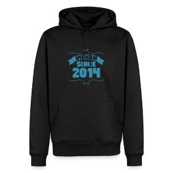 Cadeau 9e anniversaire Spectaculaire depuis 2014 - Sweat à capuche Premium bio Homme - noir - Devant - Nico (187cm)