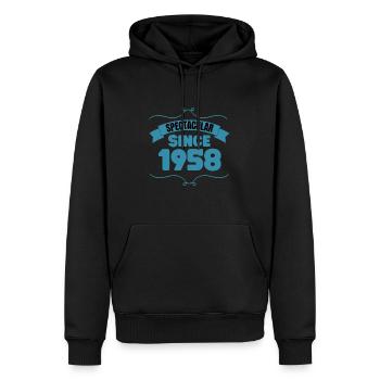 Cadeau du 65e anniversaire Spectaculaire depuis 1958 - Sweat à capuche Premium bio Homme - noir - Devant - Nico (187cm)