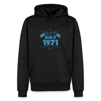 Cadeau 52e anniversaire Spectaculaire depuis 1971 - Sweat à capuche Premium bio Homme - noir - Devant - Nico (187cm)