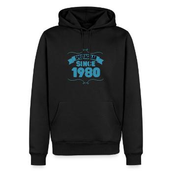 Cadeau du 43e anniversaire Spectaculaire depuis 1980 - Sweat à capuche Premium bio Homme - noir - Devant - Nico (187cm)