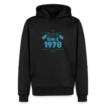 Cadeau du 45e anniversaire Spectaculaire depuis 1978 - Sweat à capuche Premium bio Homme - noir - Devant - Nico (187cm)