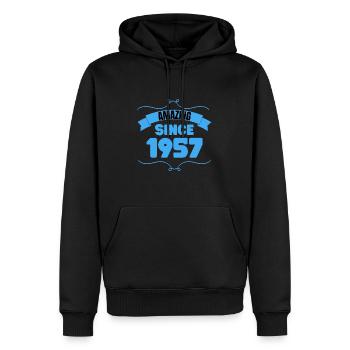 Cadeau du 66e anniversaire Incroyable depuis 1957 - Sweat à capuche Premium bio Homme - noir - Devant - Nico (187cm)