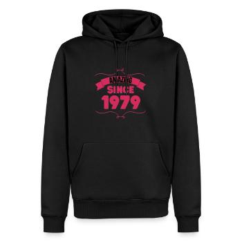 44th Birthday Gift Incredible since 1979 - Men’s Premium Organic Hoodie - black - Front - Nico (187cm)
