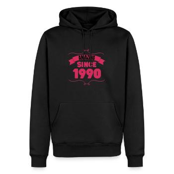 Cadeau du 33e anniversaire Incroyable depuis 1990 - Sweat à capuche Premium bio Homme - noir - Devant - Nico (187cm)