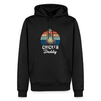 Bauer Hühner Papa Vatertag Geschenk Retro Huhn - Männer Premium Bio Hoodie - Schwarz - Vorne - Nico (187cm)