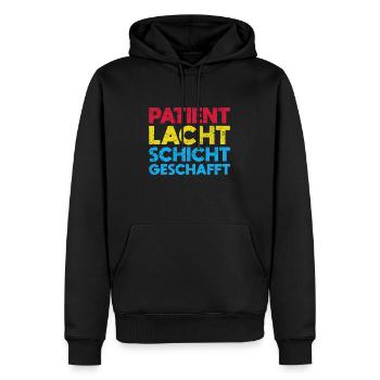 Patient Lacht, Schicht Geschafft - Männer Premium Bio Hoodie - Schwarz - Vorne - Nico (187cm)