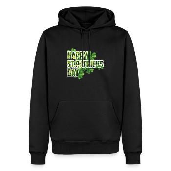 Joyeuse Saint-Patrick - Shamrock Design - Sweat à capuche Premium bio Homme - noir - Devant - Nico (187cm)